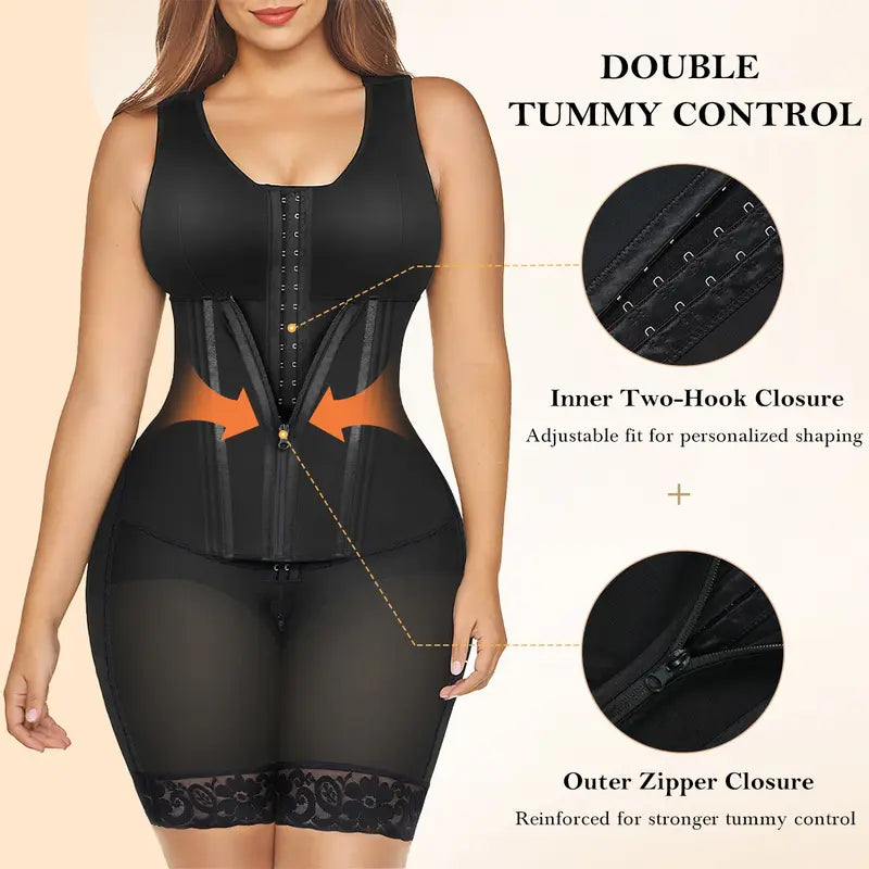 YIANNA Overbust Fajas Colombianas Shapewear for Women Tummy Control Body Shaper Girdles Waist Snatched Garment
